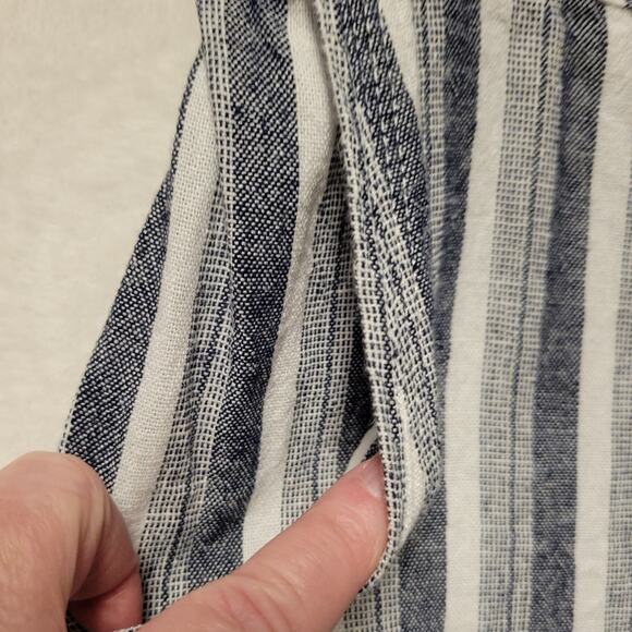 Striped Pull On Linen Blend‎ Pants Coastal Grandma Resort Beachy Cruise Size M - Picture 4 of 8